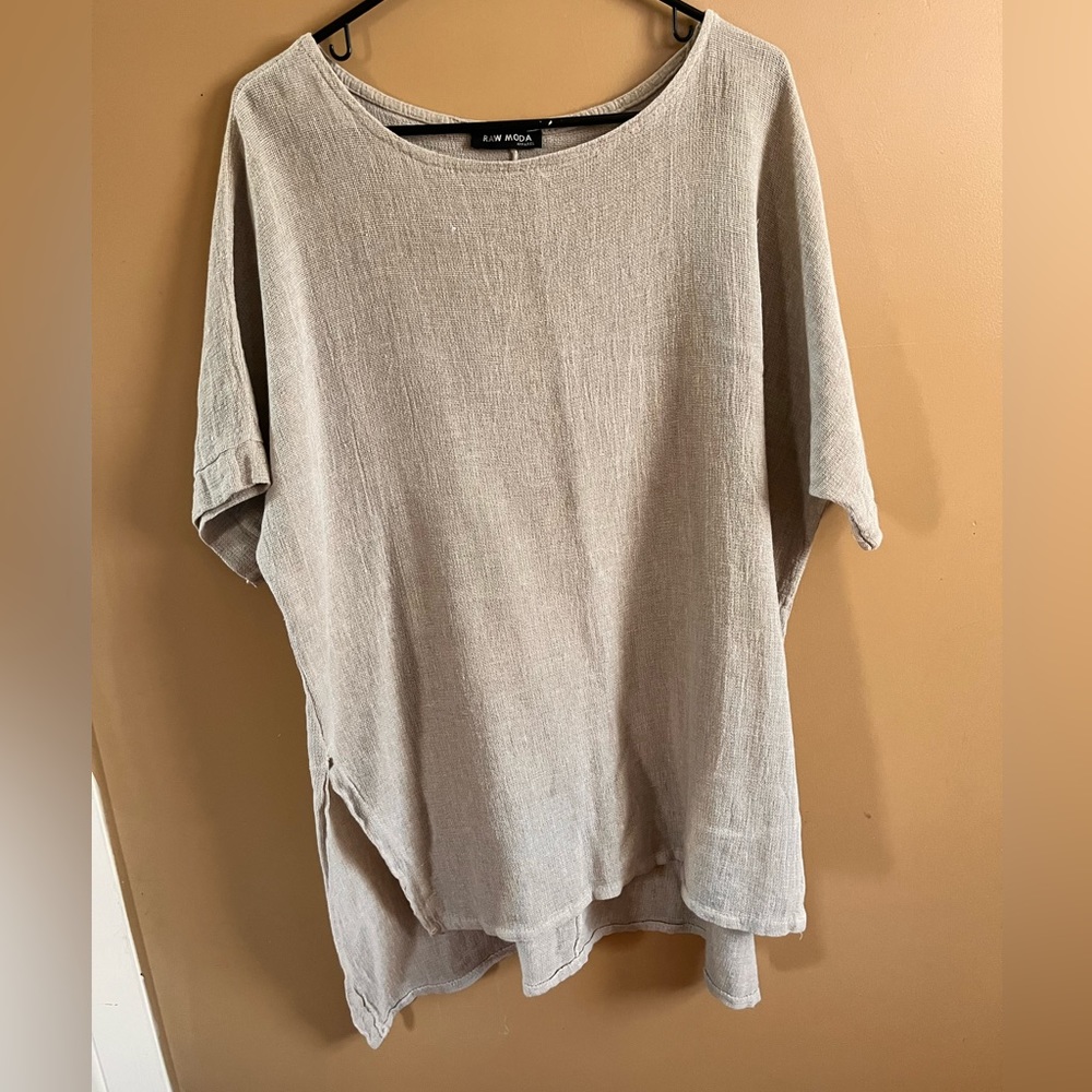 Three Raw moda shirt color light green, grey and cream, one size, made in Italy